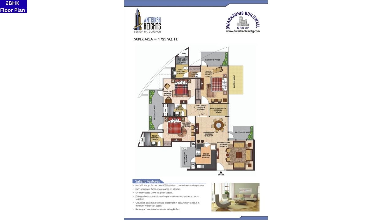 Antriksh Heights 2BHK Floor Plan