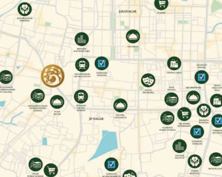 Vaishnavi AT-One Krishna Brindavan Banashankari Bangalore Location  Map 