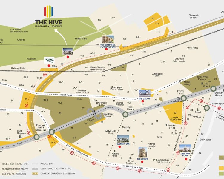 Satya The Hive Sector 102 Gurgaon Location Map