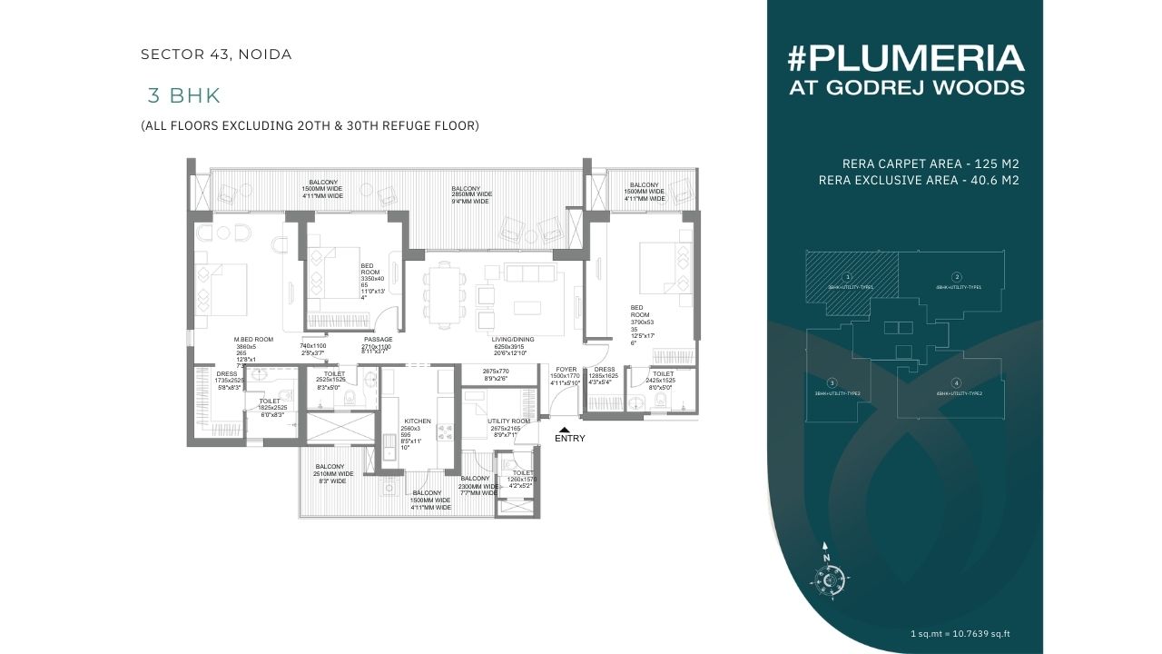 Godrej Woods 3BHK Floor Plan