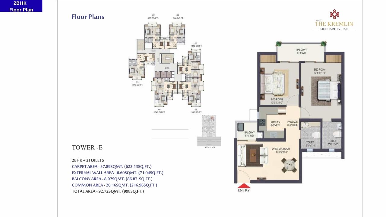 Apex The Kremlin 2BHK Floor Plan
