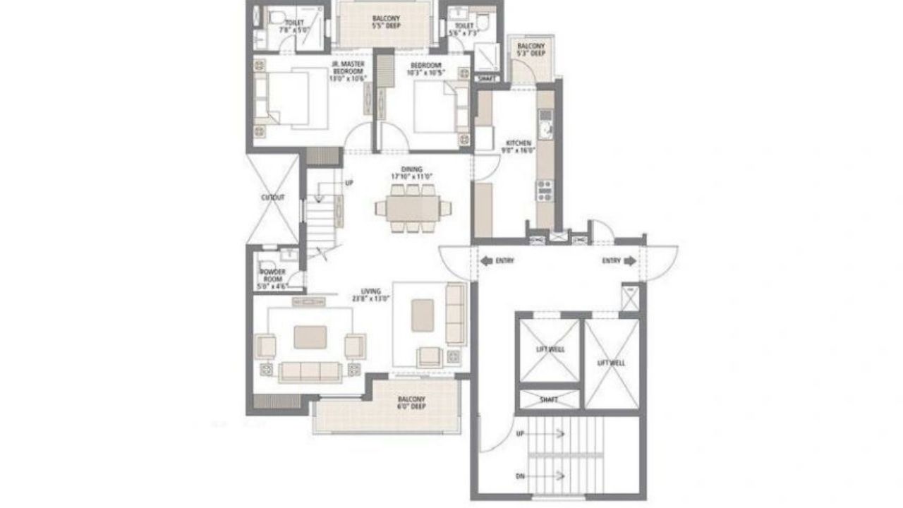 Ekaantamn Homes Gurgaon 2BHK Floor Plan