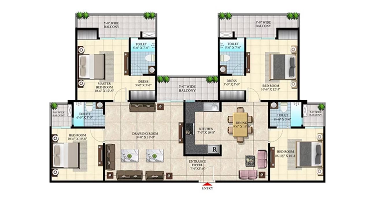 SCC Blossom floor Plan 4BHK Type 2