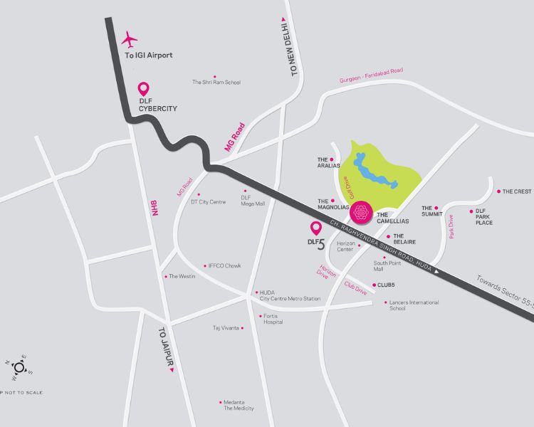 DLF The Magnolias Sector 42 Location Map
