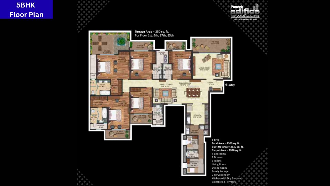 Prateek Edifice Apartments 5BHK Floor Plan