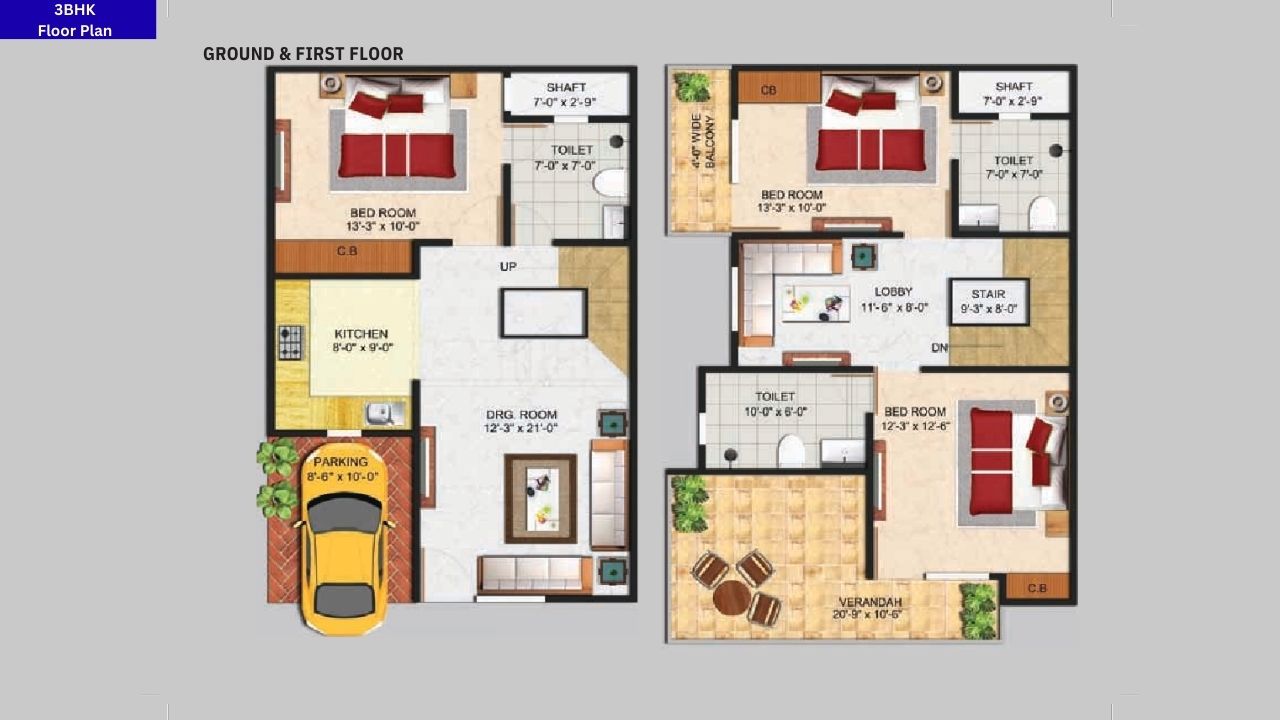 Sindhuja Valley Noida 3BHK Floor Plan