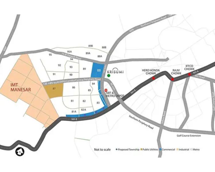 Krisumi Forest Reserve Sector 36A Gurgaon Location Map