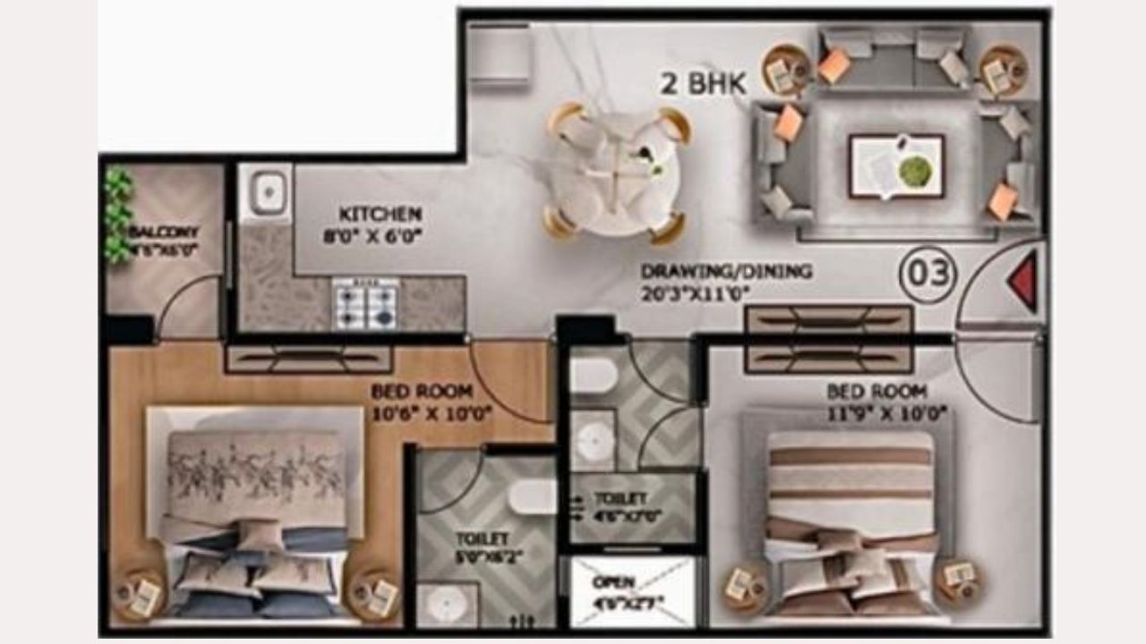 Capital Hometech Homes Floor Plan 2BHK