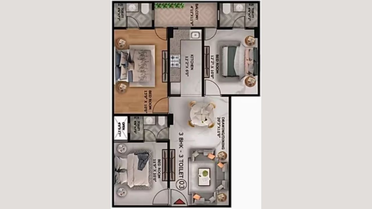 Capital Hometech Homes Floor Plan 3BHK