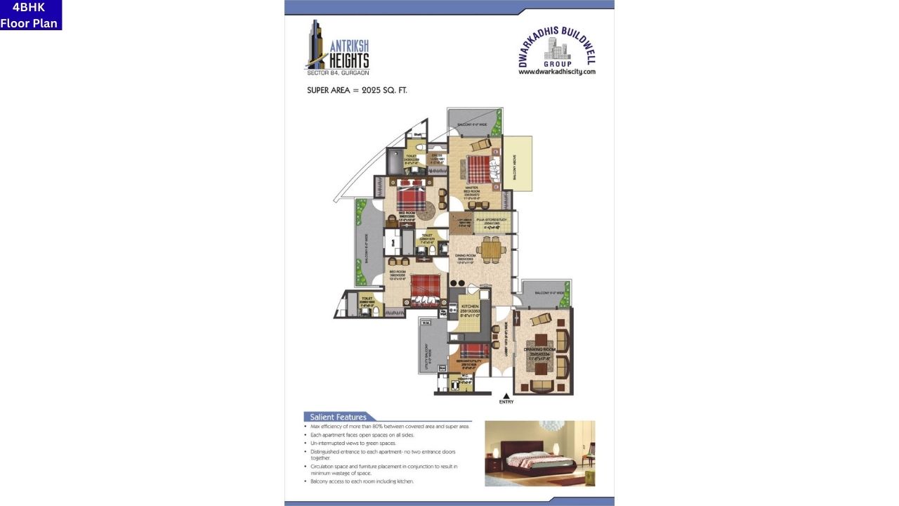 Antriksh Heights Sector 84 4BHK Floor Plan