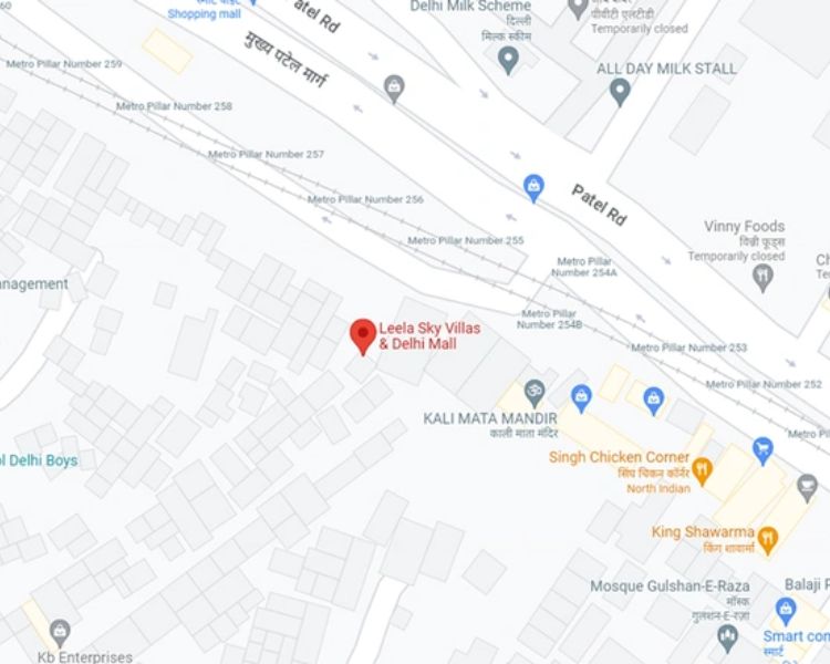 Leela Sky Villas Kirti Nagar Delhi Location Map