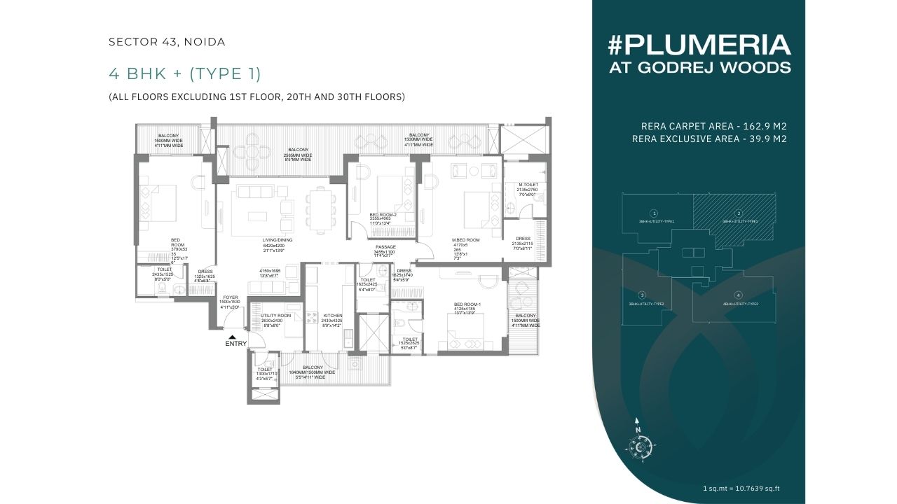 Godrej Woods Sector 43 Noida 4BHK Floor Plan