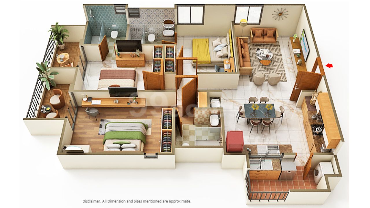 Urbanyards Shangrila Tukkuguda Hyderabad Floor Plan 3 BHK 