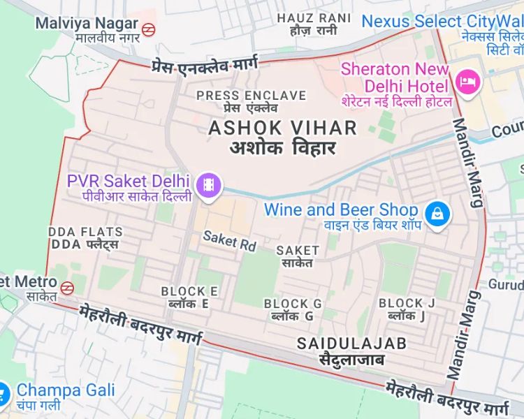 Golf View Apartments Saket Delhi Location Map
