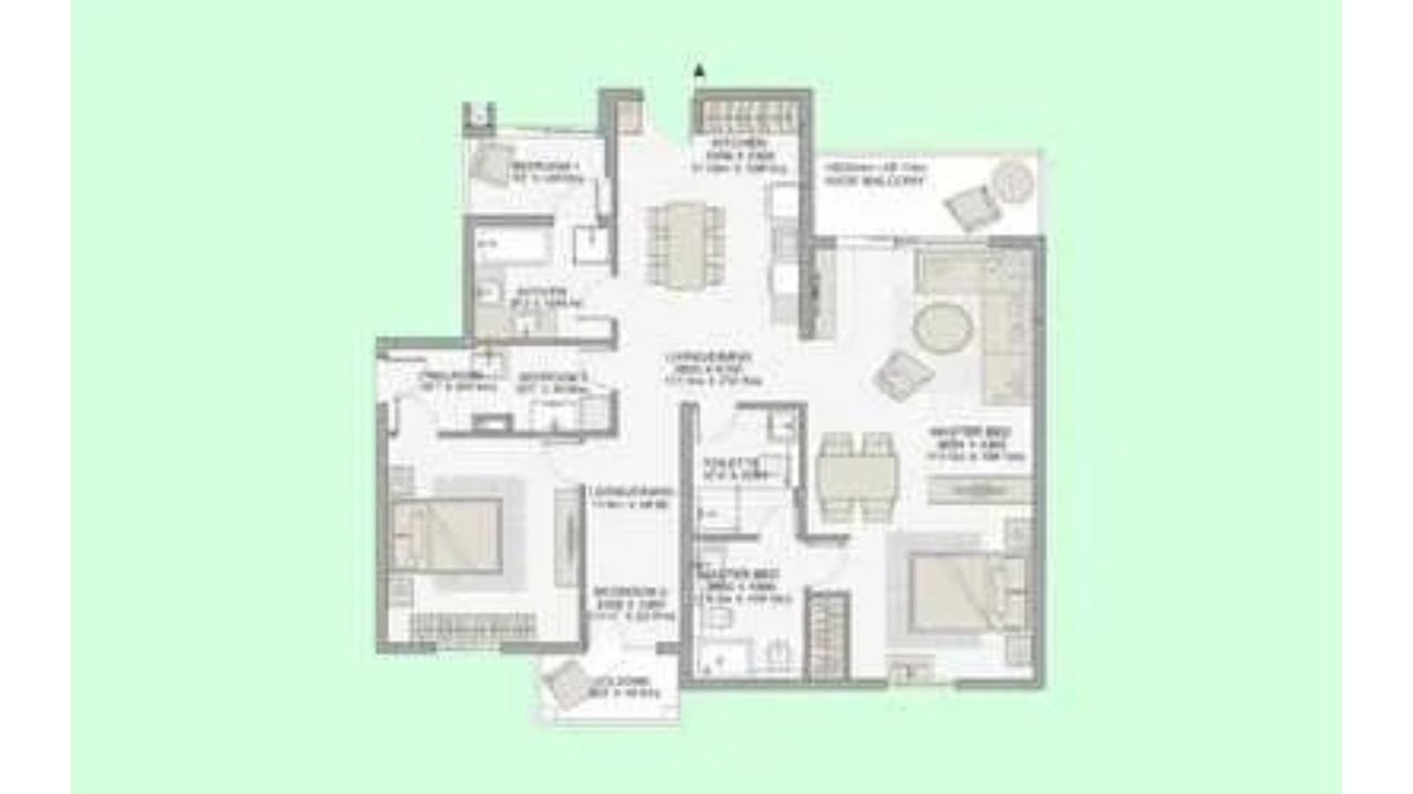 Eldeco 7 Peaks Residences Sector Omicron 1A Greater Noida Floor Plan 3 BHK 