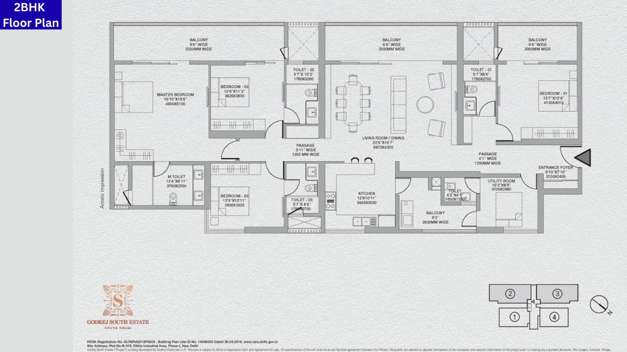 Godrej South Estate 2BHK Floor Plan