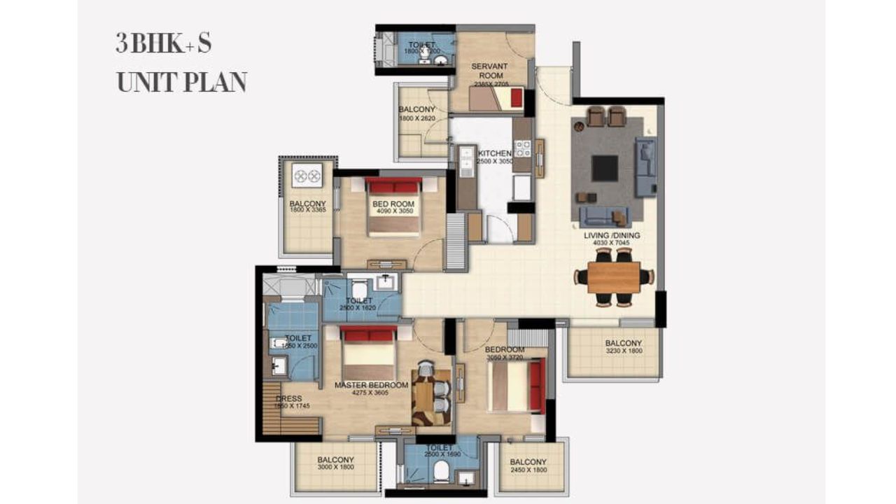 DLF Ultima Phase II Floor Plan 3BHK