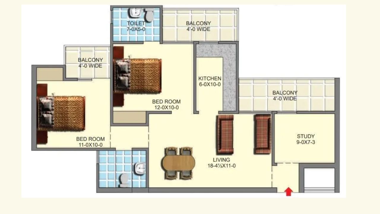 Antriksh Kanball 3G Floor Plan 2 BHK