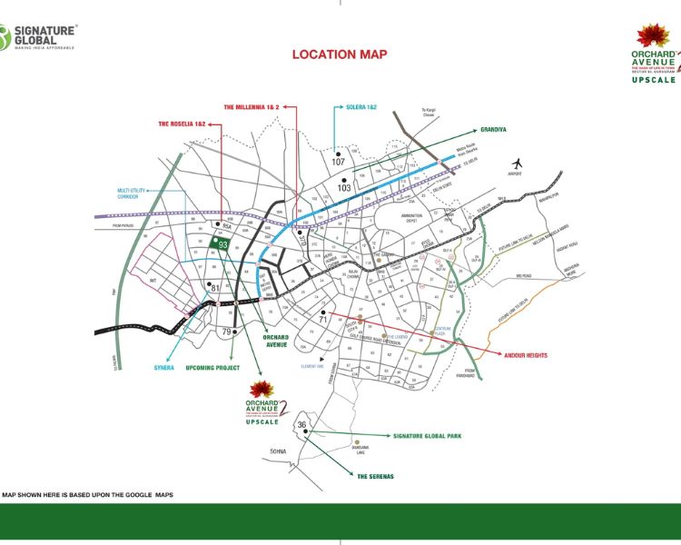 Signature Orchard Avenue 2 Sector 93 Gurgaon Location Map