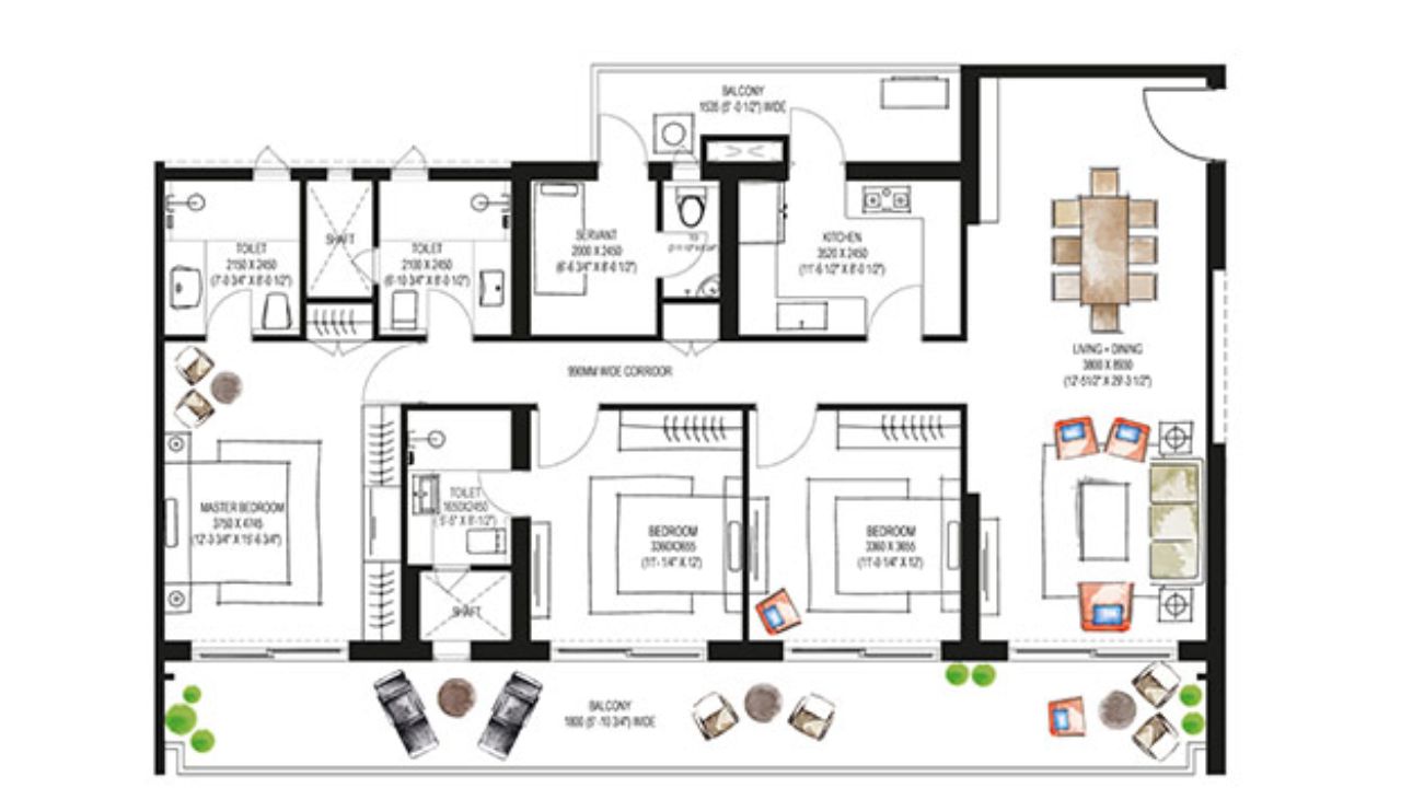 Krisumi Forest Reserve Floor Plan 3 BHK