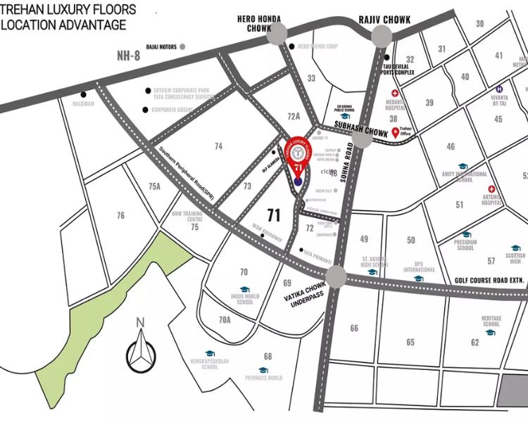 Trehan Luxury Floors Sector 71 Location Map