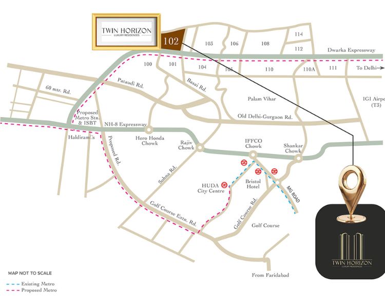 HCBS Twin Horizon Sector 102 Gurgaon Location Map