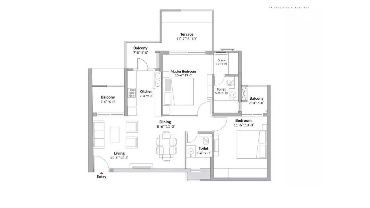 Saarthi Luxurious Homes Floor Plan 2 BHK 