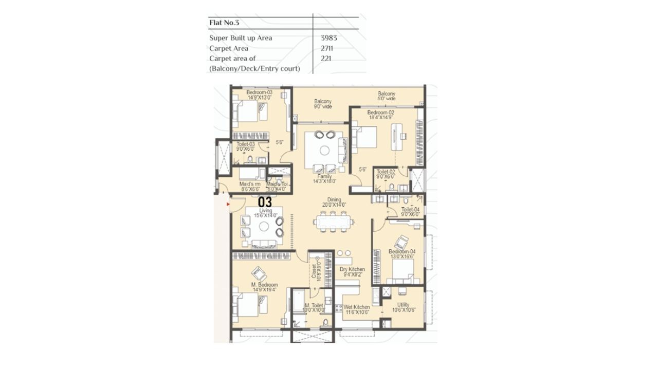 Sattva Lake Ridge Kokapet Hyderabad Floor Plan 4 BHK