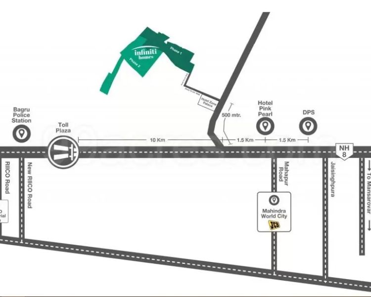 KGK Infiniti Homes Ajmer Road Jaipur Location Map 
