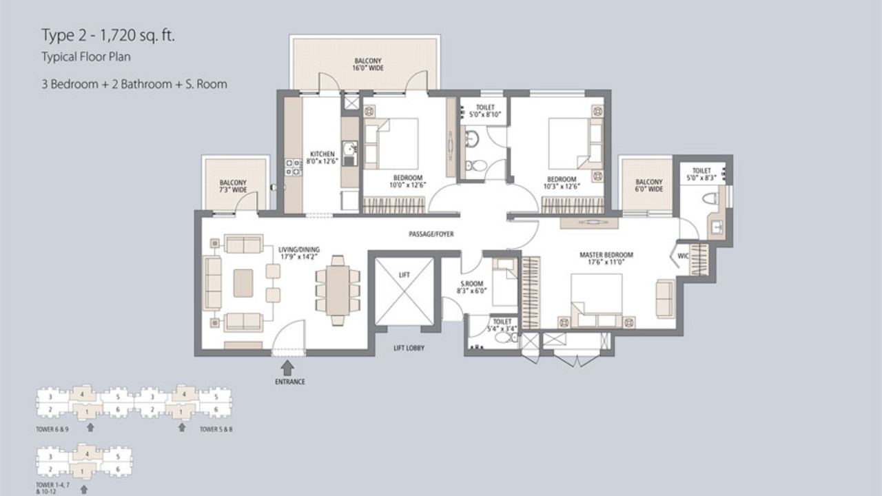 Emaar MGF The Palm Drive Villas Floor Plan 3BHK
