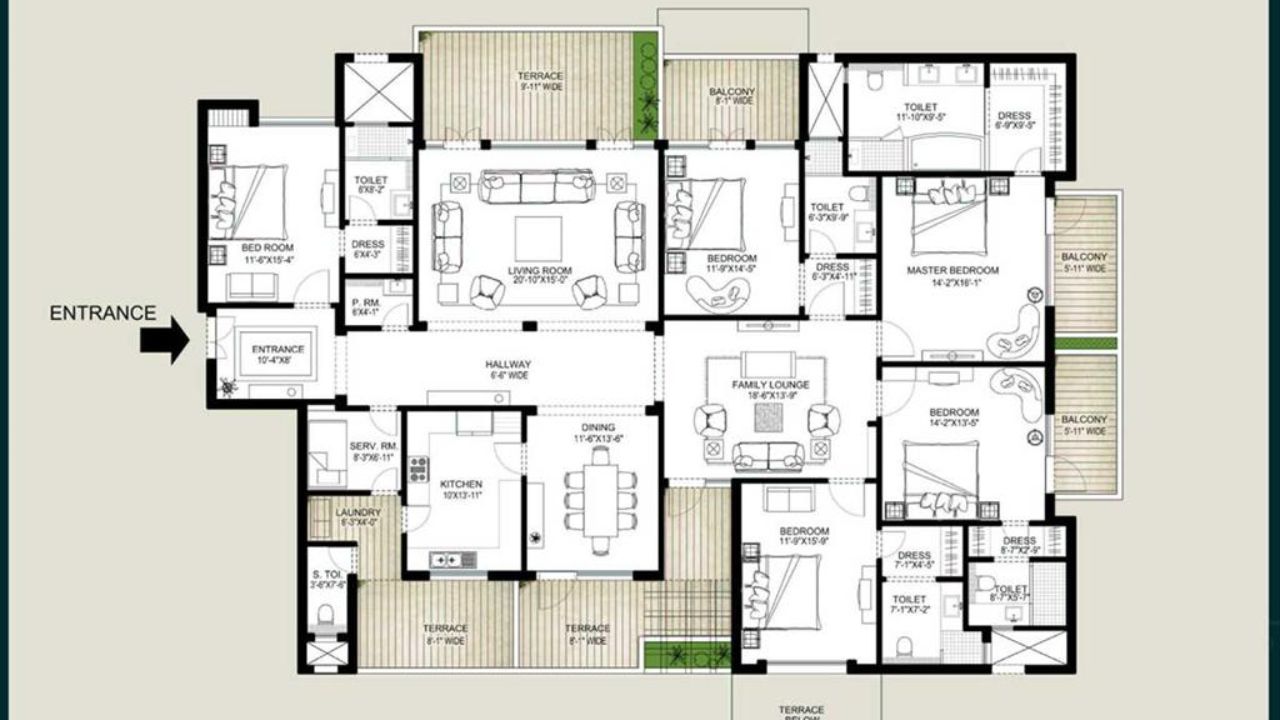 Emaar MGF The Palm Drive Villas Floor Plan 5BHK