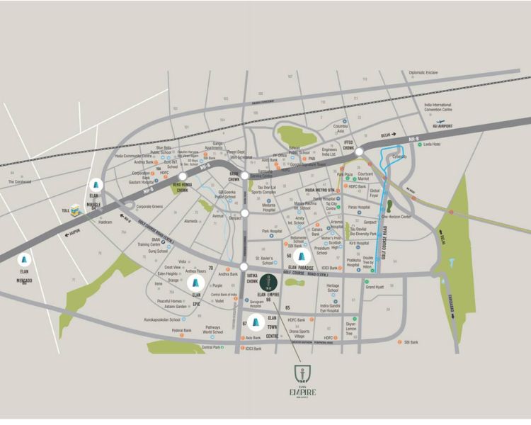 Elan Empire Sector 66 Gurgaon Location Map