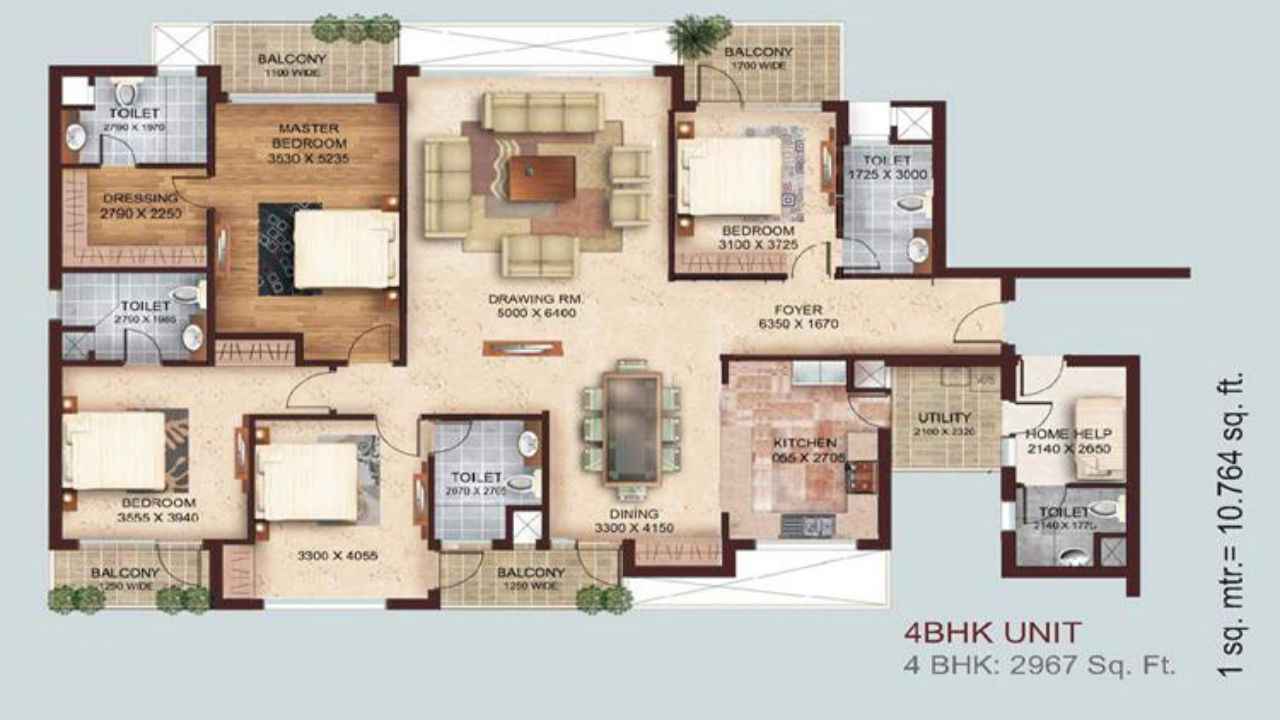 Golf View Apartments Floor Plan 4 BHK