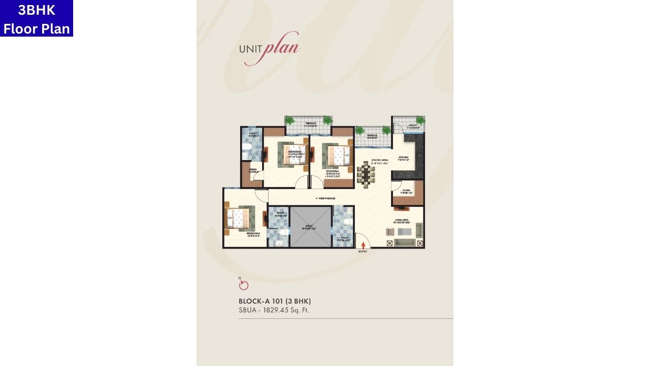 Chordias Eraya 3BHK Floor Plan