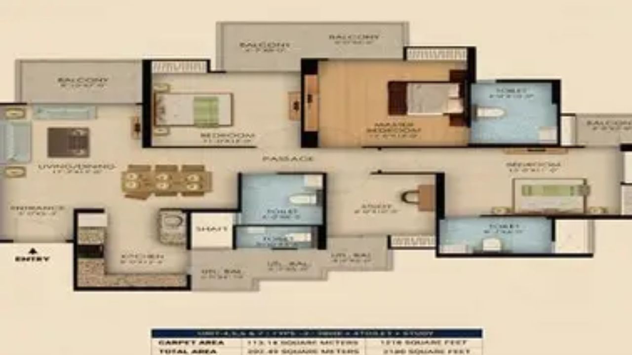 RG Mirage Sector 120 Noida Floor Plan 3 BHK
