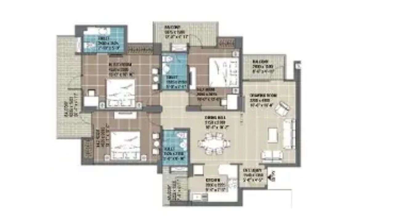 RG Mirage Sector 120 Noida Floor Plan 4 BHK
