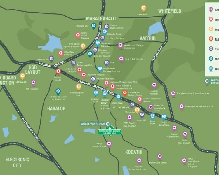 Godrej Lakeside Orchard Sarjapur Road Bangalore Location Map