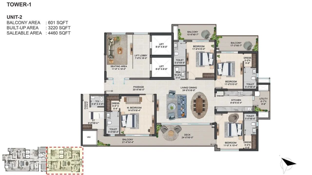 Ozar 96 Delhi Floor Plan 4 BHK
