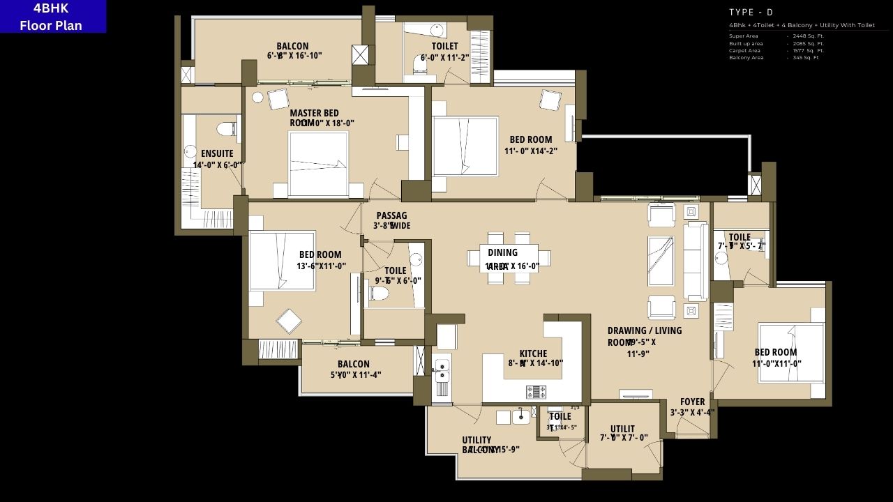 ABA County Noida Sector 121 4BHK Floor Plan