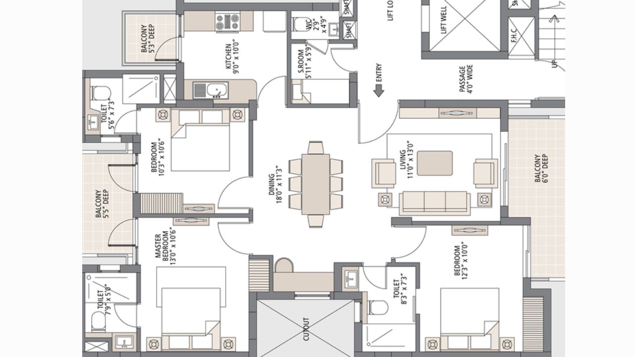 Emaar Gurgaon Greens Floor Plan 3BHK