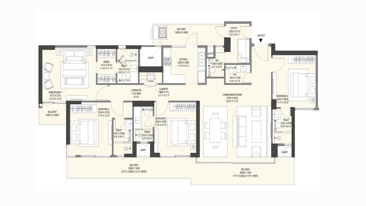 Emaar Gurgaon Greens Floor Plan 4BHK
