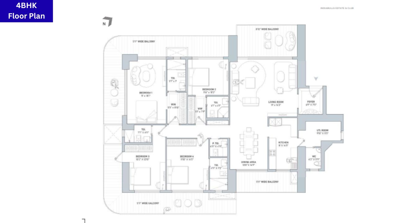 Indiabulls Estate Club Gurgaon 4BHK Floor Plan
