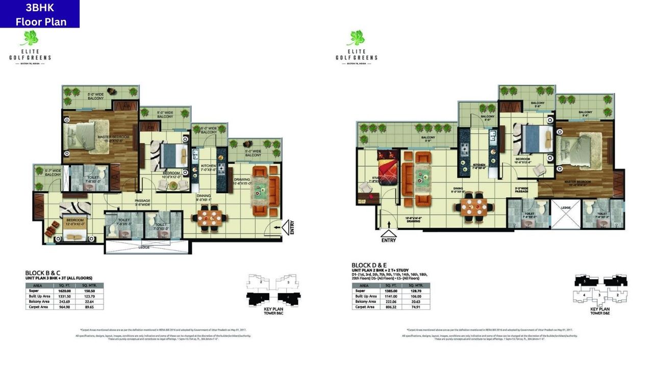 Elite Golf Green 3BHK Floor Plan