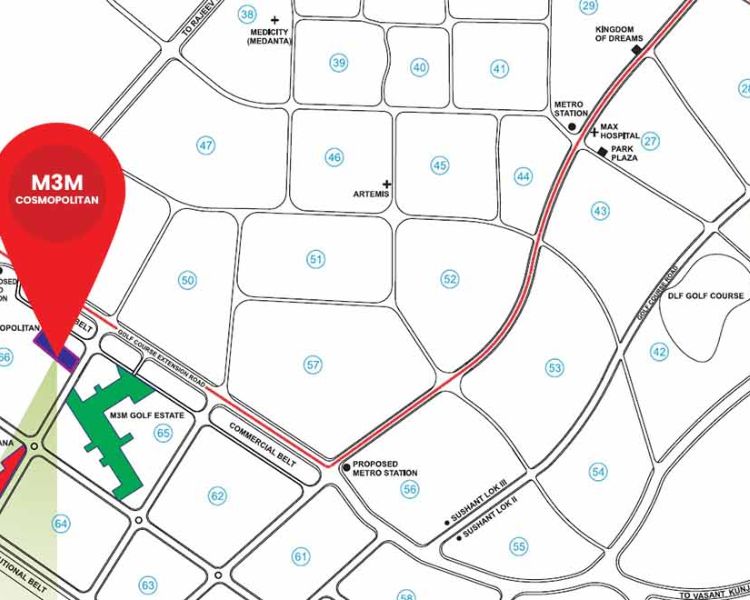 M3M Cosmopolitan Sector 66 Gurgaon Location Map