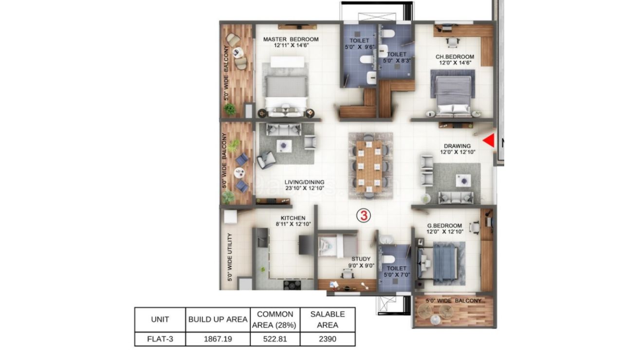 Candeur Lakescape Kondapur Hyderabad Floor Plan 4 BHK 