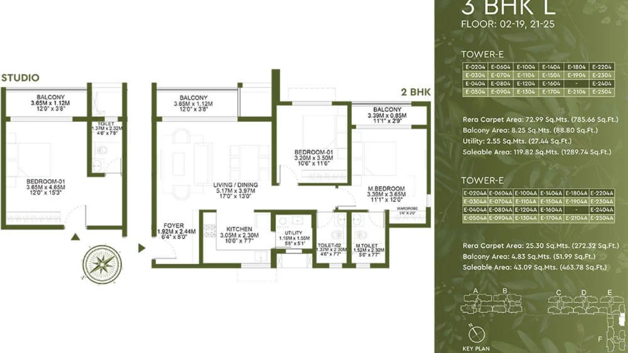 Godrej Lakeside Orchard Floor Plan 3 BHK