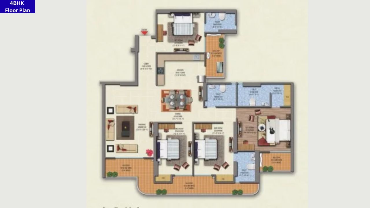 Saya Gold Avenue Indirapuram 4BHK Floor Plan