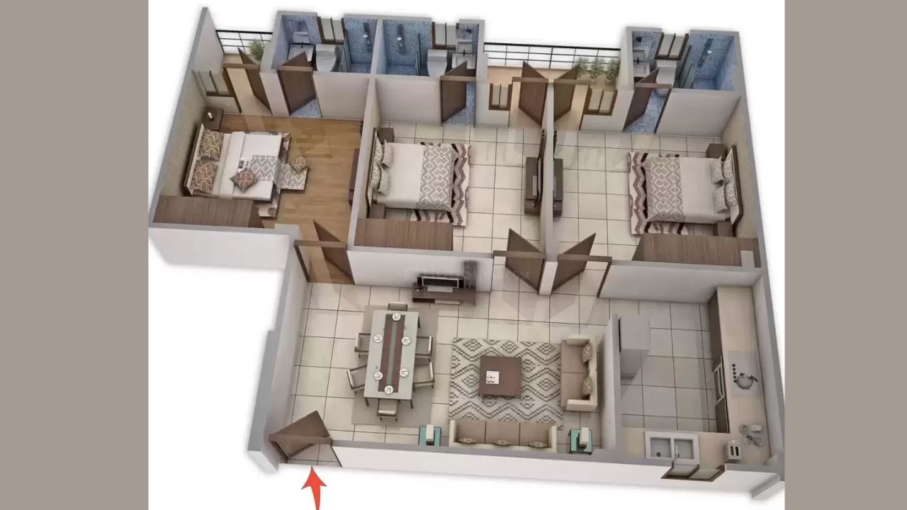 JM UNIX Homes Floor Plan 3BHK