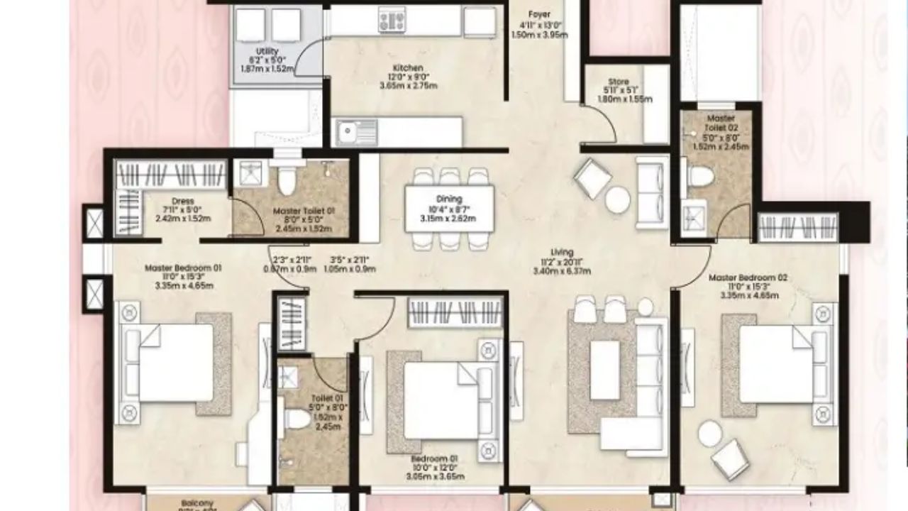 Pitampura Premium Floors Floor Plan 3 BHK 