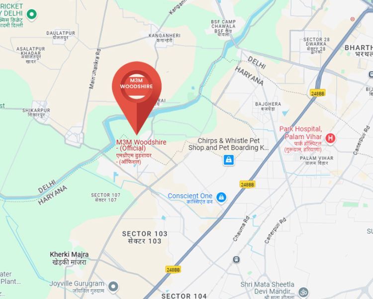 M3M Woodshire Sector 107 Location Map